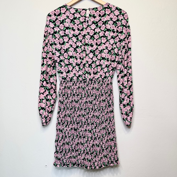 Zara NWT Blogger Fave Valentines Day Rose Print Floral Pattern Ruched Mini Dress - Picture 4 of 15
